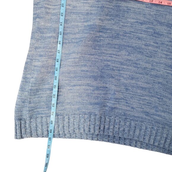 Soft Surroundings Blue Embroidered Floral Cotton Knit Sweater V-Neck Size Med - Picture 10 of 12